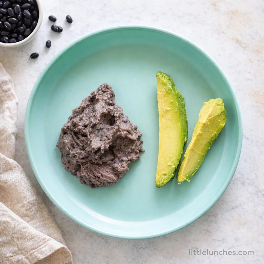 Black bean mash and avocado strips