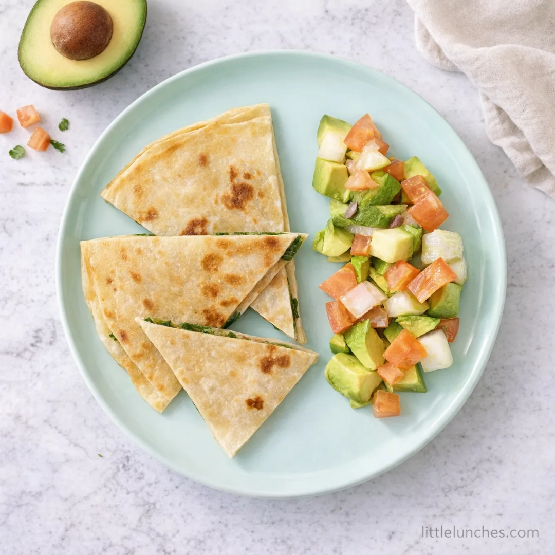 Mushroom spinach quesadilla