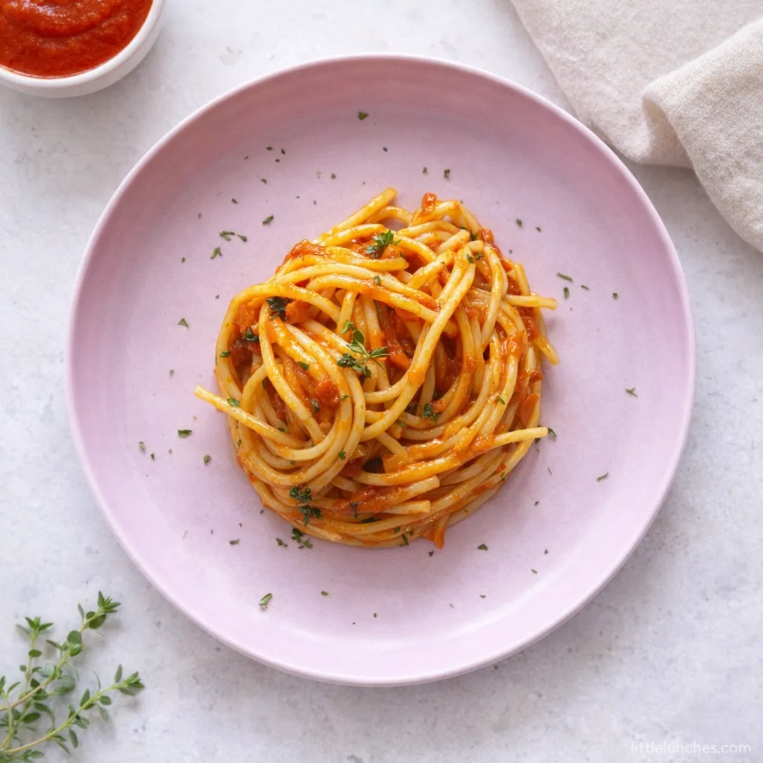 Pasta marinara with vegetables (no salt)