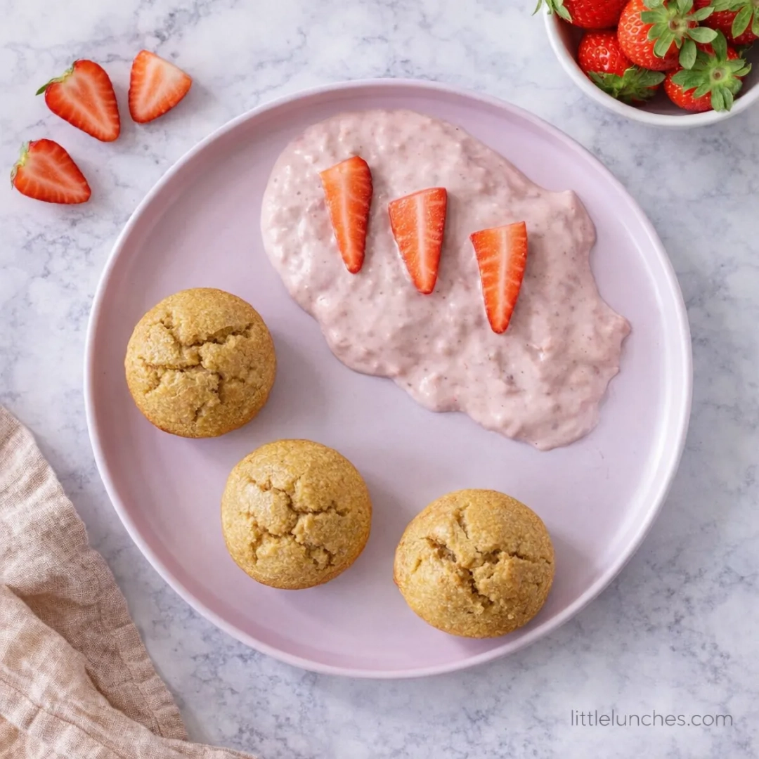 Peanut Butter Muffins With Strawberry Yogurt