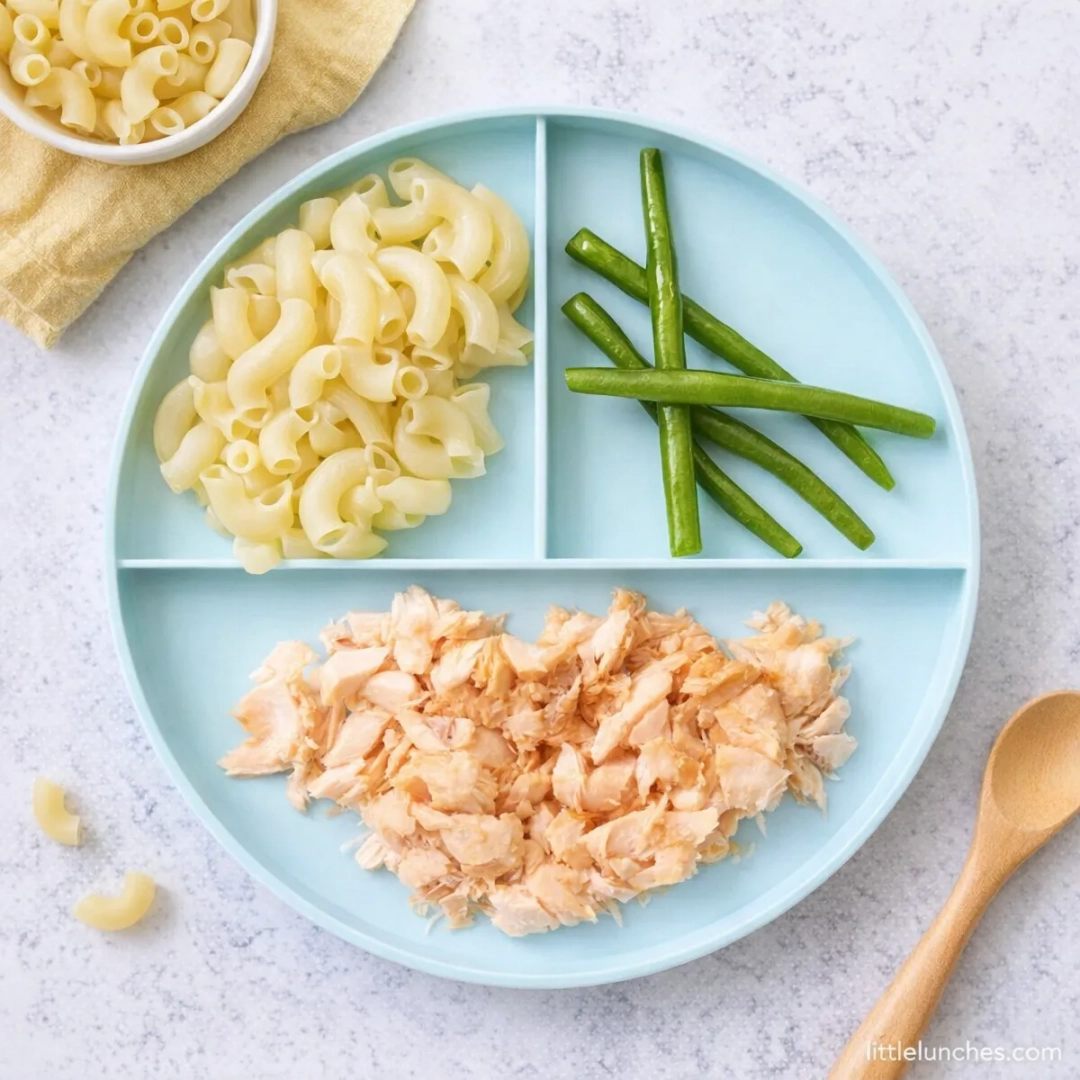 Salmon, pasta, and green beans