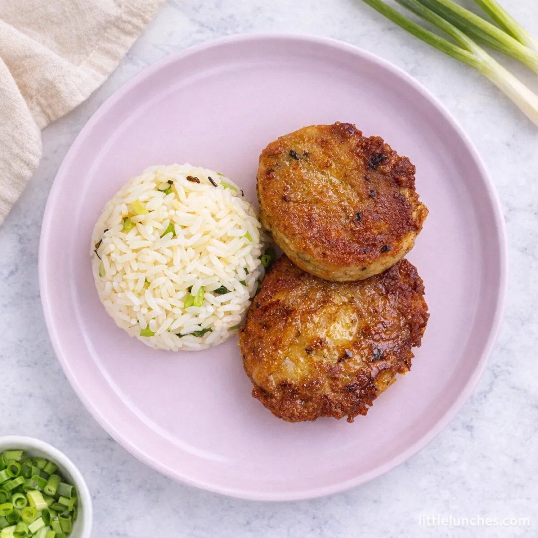 Salmon patties with cilantro lime rice