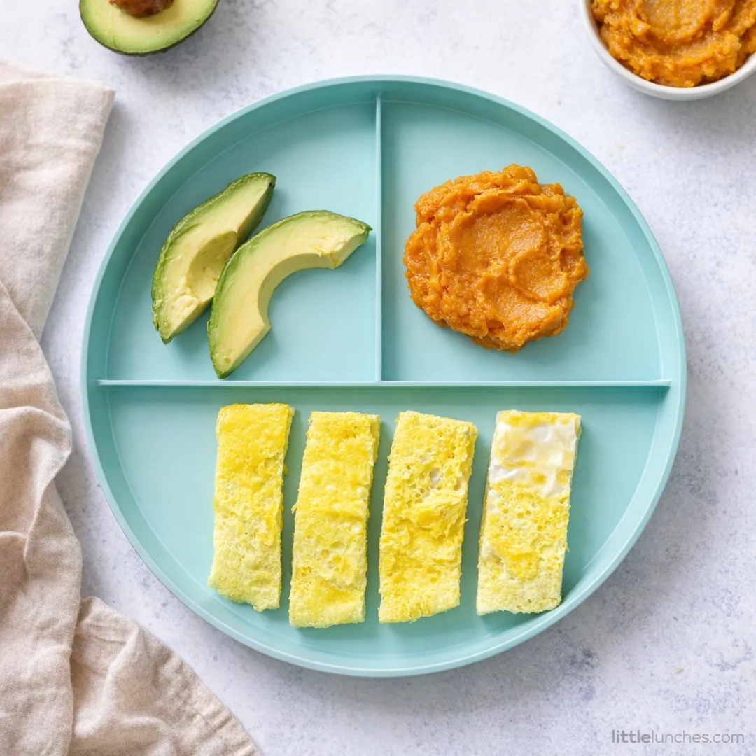 Sweet Potato with egg strips and avocado
